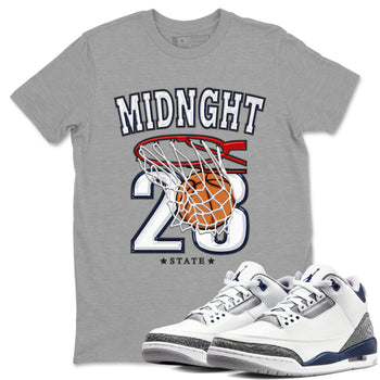 Air Jordan 3 Retro Midnight Navy shirt to match jordans Basketball sneaker shirt 3s Midnight Navy SNRT sneaker tees unisex crew neck cotton Heather Grey 1 crew neck shirt