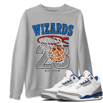 Air Jordan 3 Wizards Sneaker Match Tees Basketball Sneaker Tees Air Jordan 3 Wizards Sneaker Release Tees Unisex Shirts Heather Grey 1
