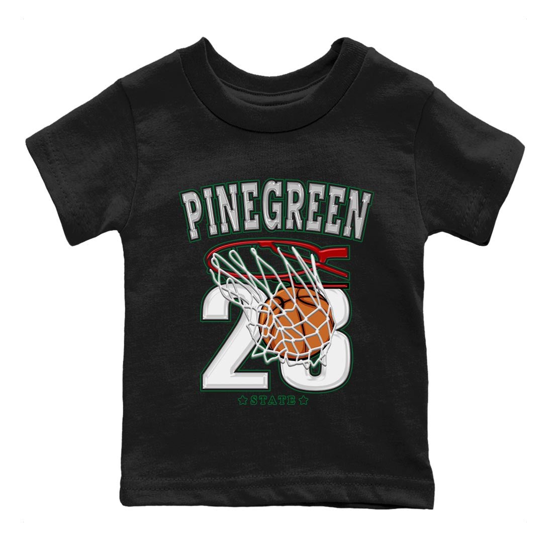 Air Jordan 4 Pine Green Sneaker Match Tees Basketball Sneaker Tees AJ 4s Pine Green Sneaker Release Tees Kids Shirts Black 2