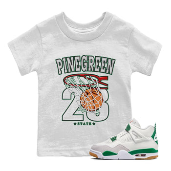 Air Jordan 4 Pine Green Sneaker Match Tees Basketball Sneaker Tees AJ 4s Pine Green Sneaker Release Tees Kids Shirts White 1