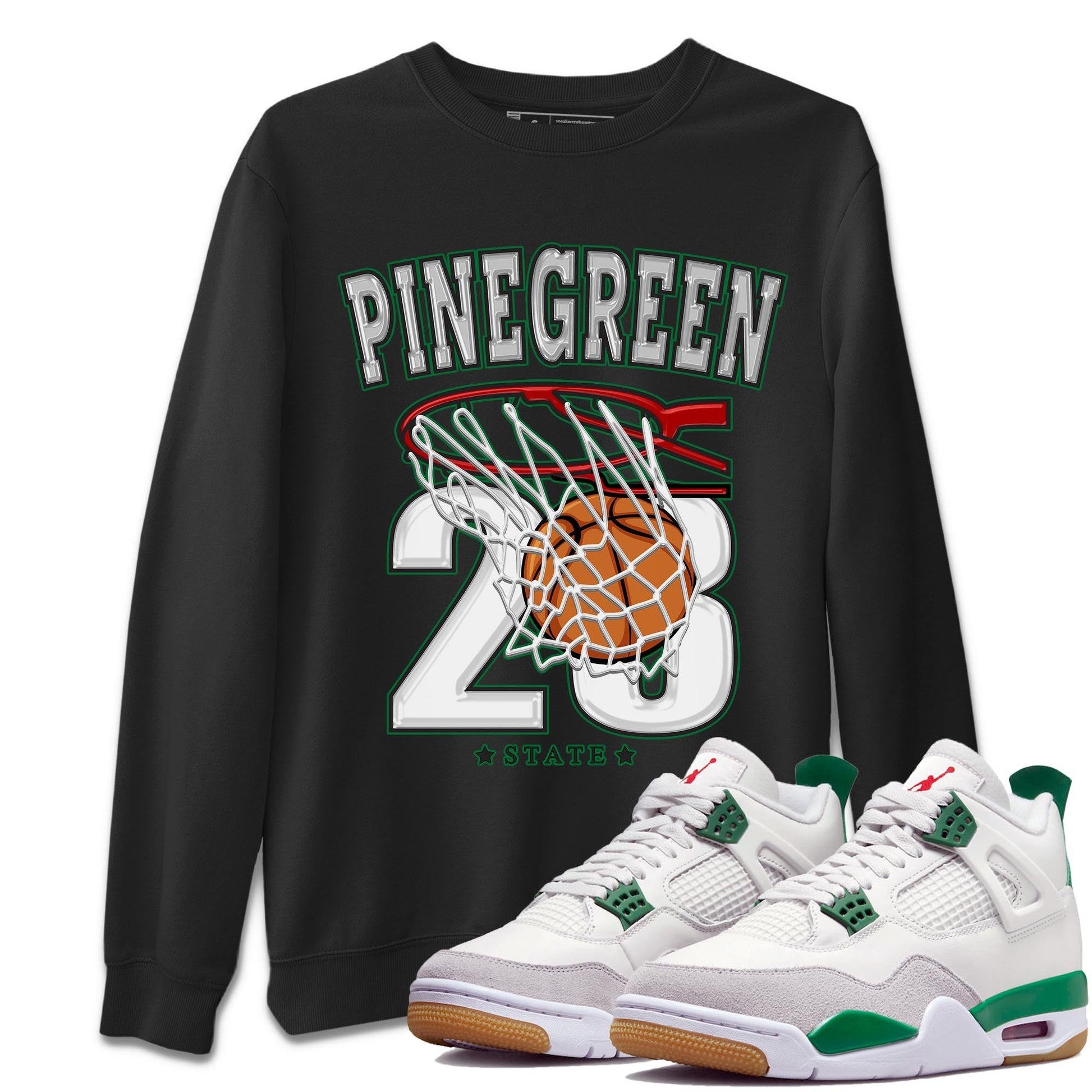 Jordan 4 Pine Green SB Sneaker Match Tees Basketball Sneaker Tees 4s Pine Green Nike SB Sneaker Tees Sneaker Release Shirts Unisex Shirts Black 1