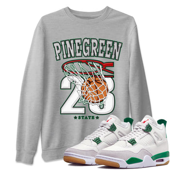 Air Jordan 4 Pine Green Sneaker Match Tees Basketball Sneaker Tees AJ 4s Pine Green Sneaker Release Tees Unisex Shirts Heather Grey 1