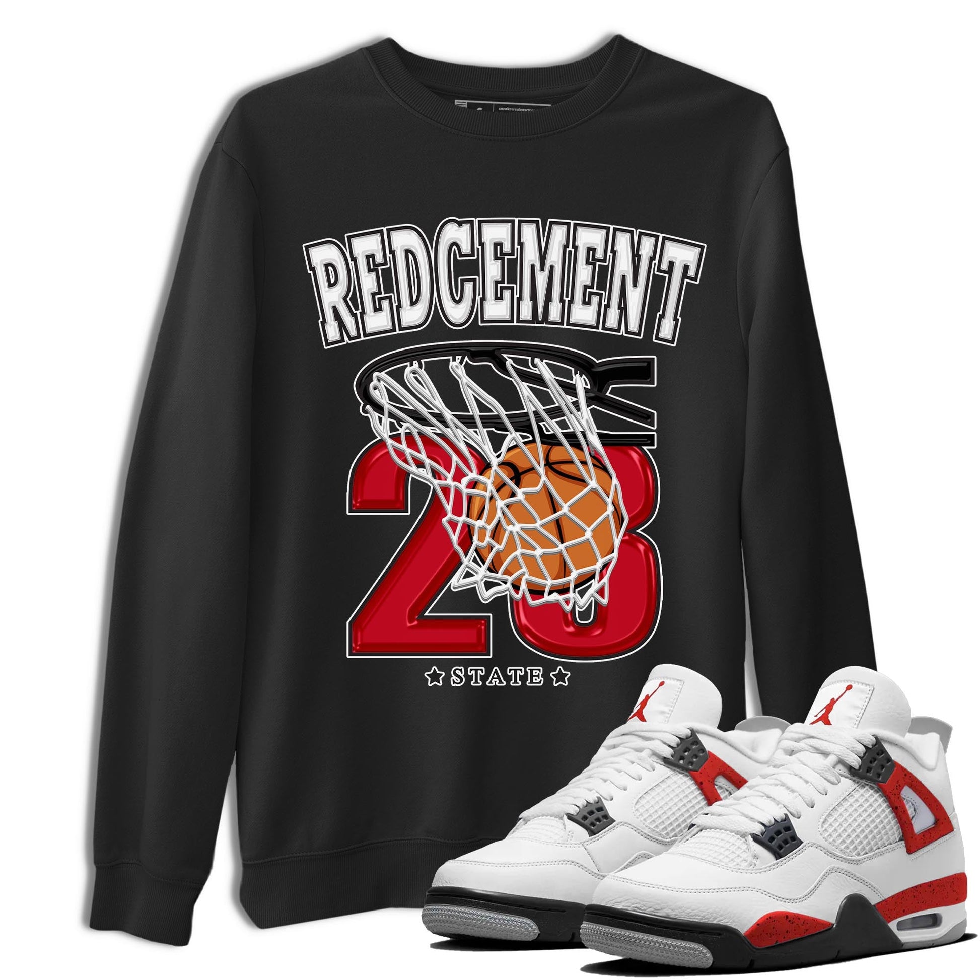4s Red Cement shirt to match jordans Basketball sneaker tees Air Jordan 4 Red Cement SNRT Sneaker Release Tees Crew Neck Casual Unisex Black 1 T-Shirt