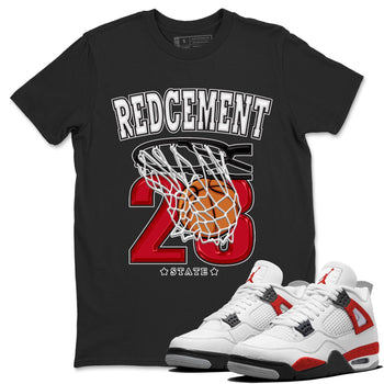 4s Red Cement shirt to match jordans Basketball sneaker tees Air Jordan 4 Red Cement SNRT Sneaker Release Tees Crew Neck Casual Unisex Black 1 T-Shirt