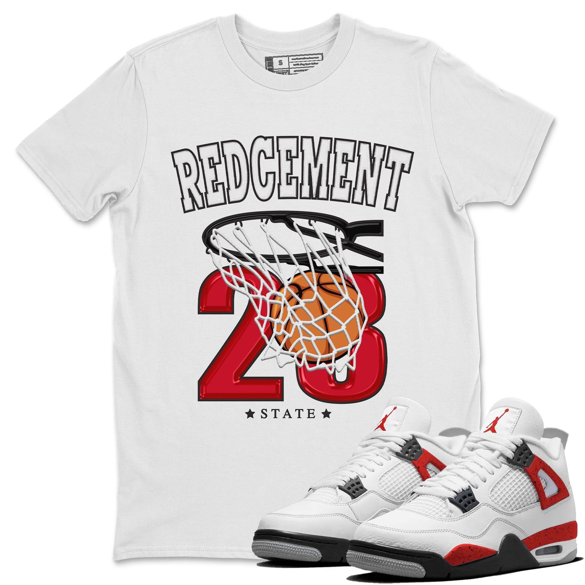 4s Red Cement shirt to match jordans Basketball sneaker tees Air Jordan 4 Red Cement SNRT Sneaker Release Tees Crew Neck Casual Unisex White 1 T-Shirt