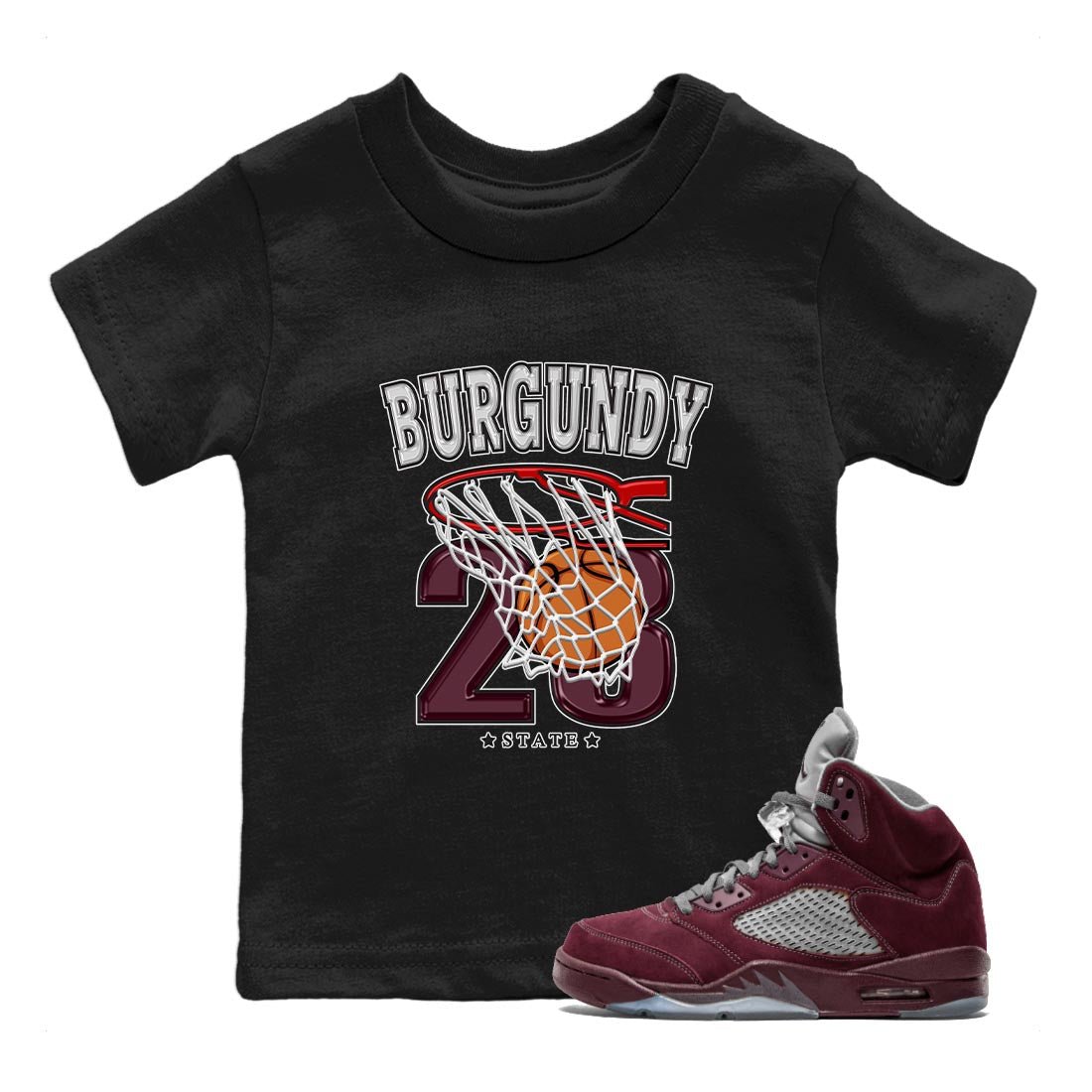 Jordan 5 Burgundy shirt to match jordans Basketball sneaker tees Crew Neck AJ5 Burgundy SNRT Sneaker Release Tees Baby Toddler Black 1 T-Shirt
