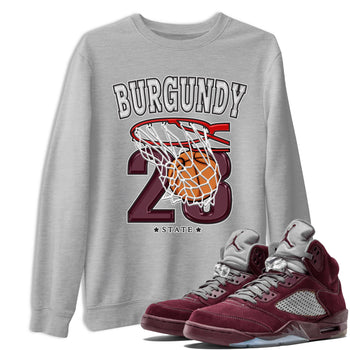 Jordan 5 Burgundy shirt to match jordans Basketball sneaker tees Crew Neck AJ5 Burgundy SNRT Sneaker Release Tees Unisex Casual Shirts Heather Grey 1 T-Shirt