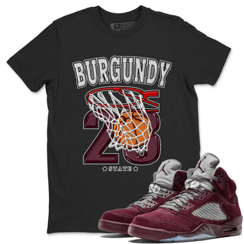 Jordan 5 Burgundy shirt to match jordans Basketball sneaker tees Crew Neck AJ5 Burgundy SNRT Sneaker Release Tees Unisex Casual Shirts Black 1 T-Shirt