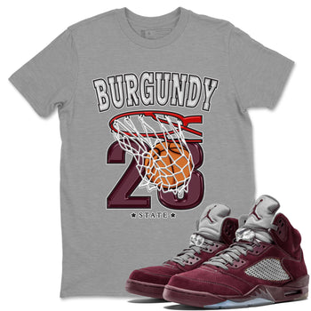 Jordan 5 Burgundy shirt to match jordans Basketball sneaker tees Crew Neck AJ5 Burgundy SNRT Sneaker Release Tees Unisex Casual Shirts Heather Grey 1 T-Shirt