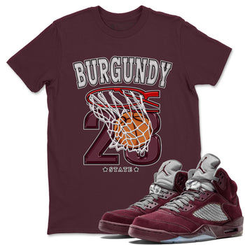 Jordan 5 Burgundy shirt to match jordans Basketball sneaker tees Crew Neck AJ5 Burgundy SNRT Sneaker Release Tees Unisex Casual Shirts Maroon 1 T-Shirt