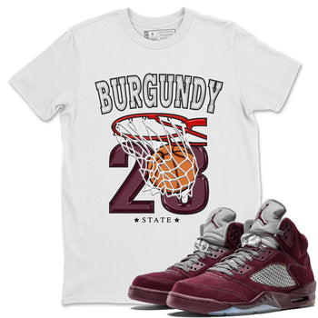 Jordan 5 Burgundy shirt to match jordans Basketball sneaker tees Crew Neck AJ5 Burgundy SNRT Sneaker Release Tees Unisex Casual Shirts White 1 T-Shirt