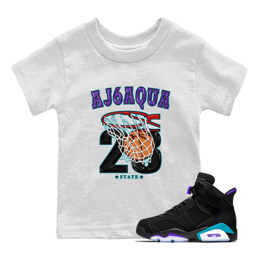 AJ6 Aqua shirt to match jordans Basketball sneaker release tees Air Jordan 6 Aqua SNRT Sneaker Tees Baby Toddler White 1 T-Shirt