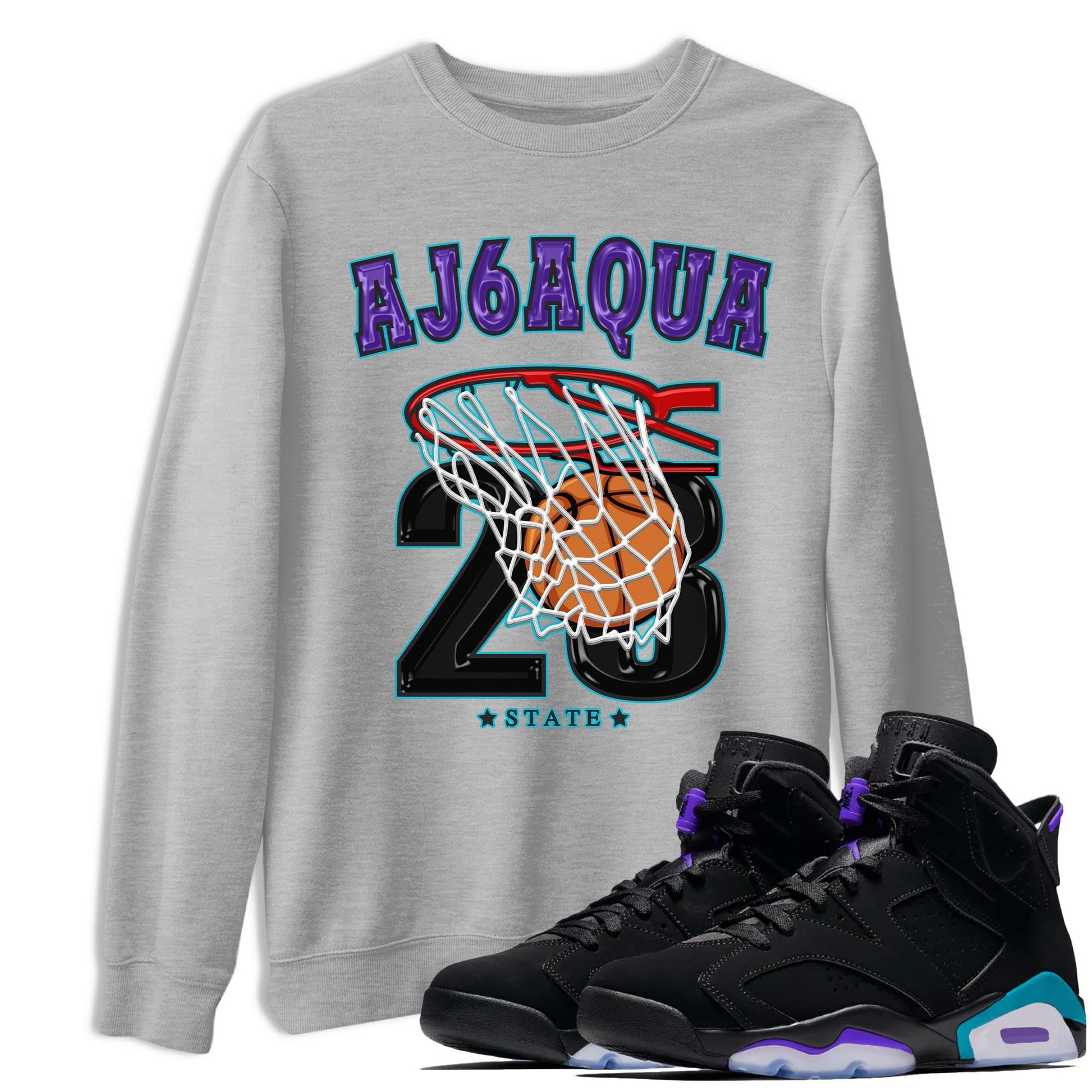 AJ6 Aqua shirt to match jordans Basketball sneaker release tees Air Jordan 6 Aqua SNRT Sneaker Tees Unisex Streetwear Clothing Heather Grey 1 T-Shirt