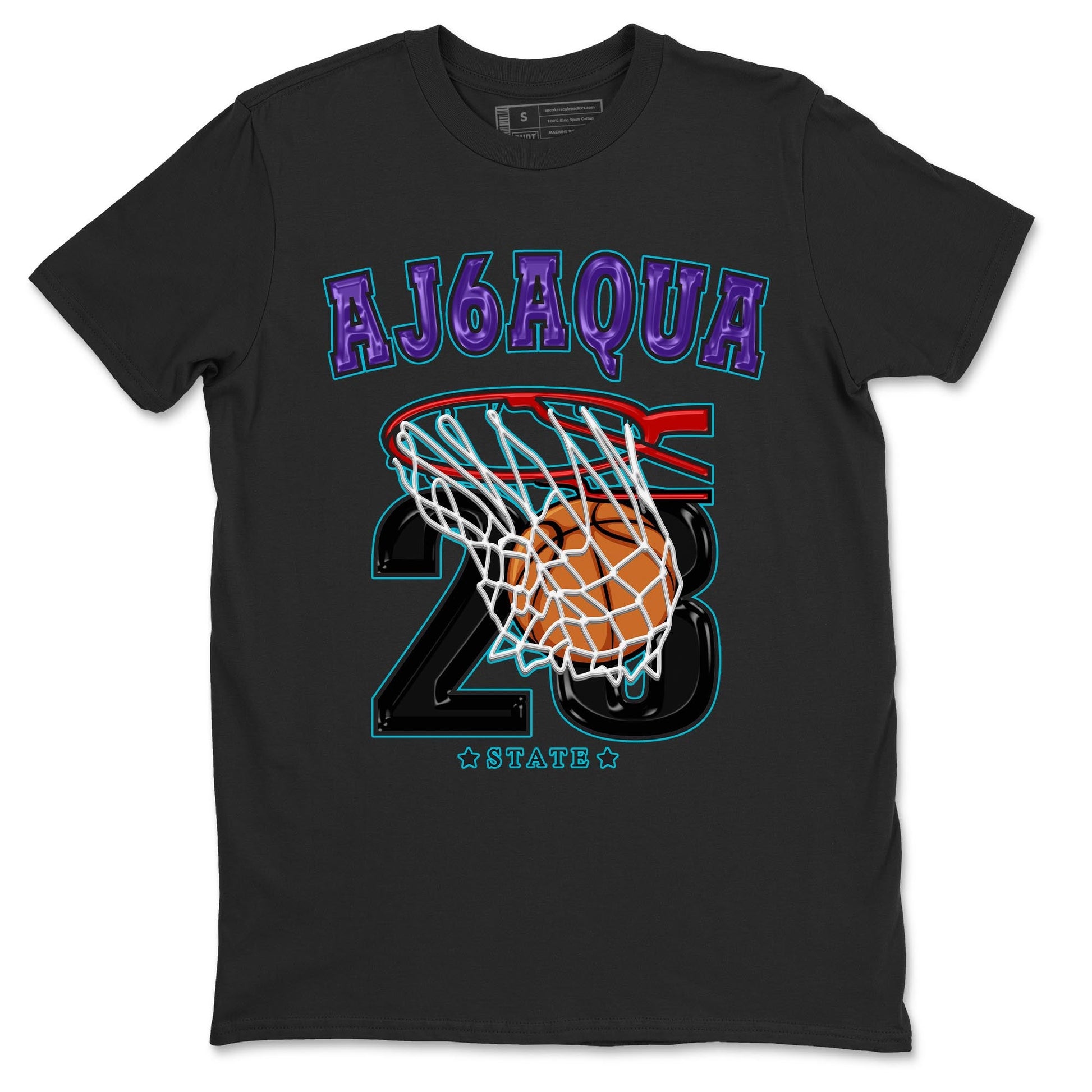 AJ6 Aqua shirt to match jordans Basketball sneaker release tees Air Jordan 6 Aqua SNRT Sneaker Tees Unisex Streetwear Clothing Black 2 T-Shirt