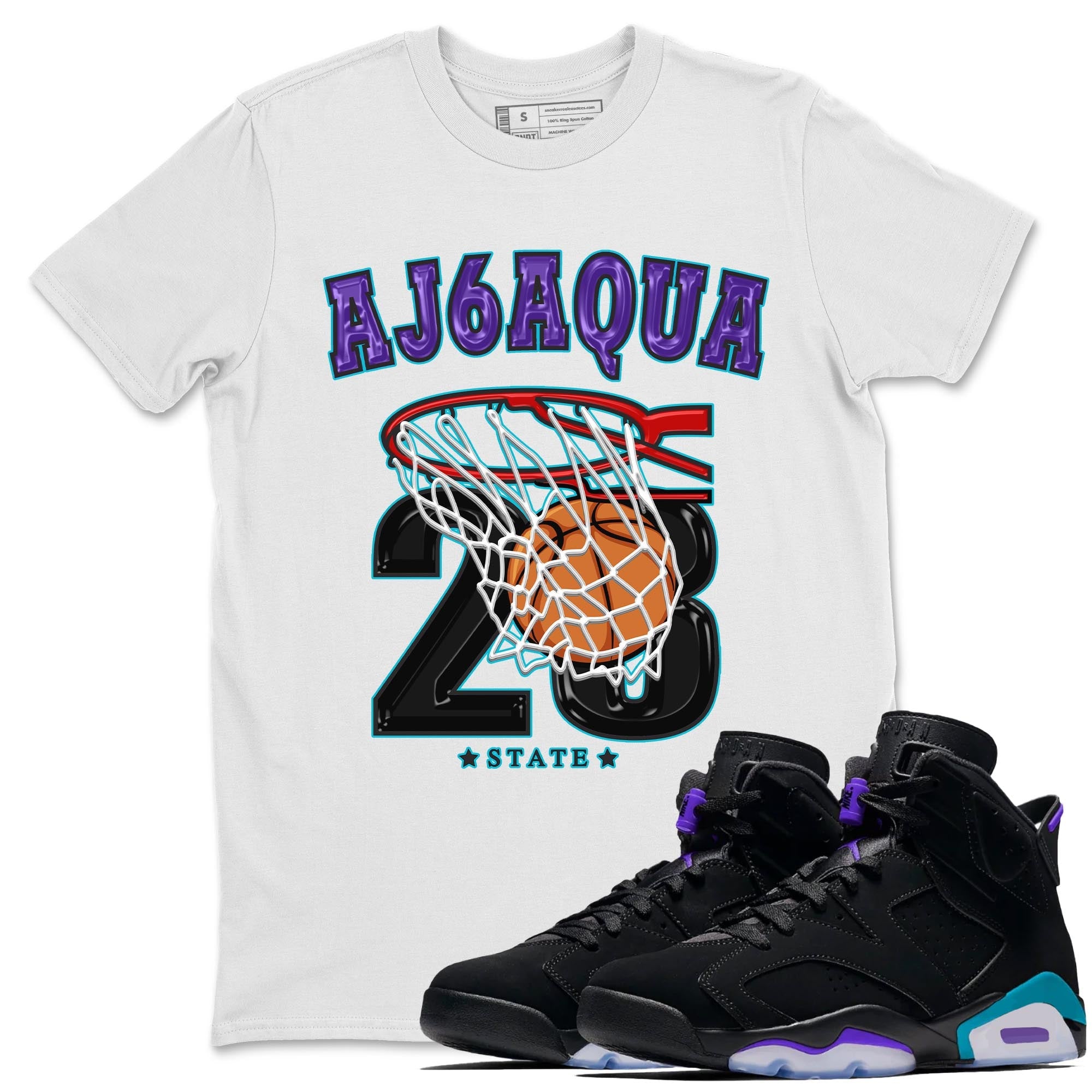 AJ6 Aqua shirt to match jordans Basketball sneaker release tees Air Jordan 6 Aqua SNRT Sneaker Tees Unisex Streetwear Clothing White 1 T-Shirt