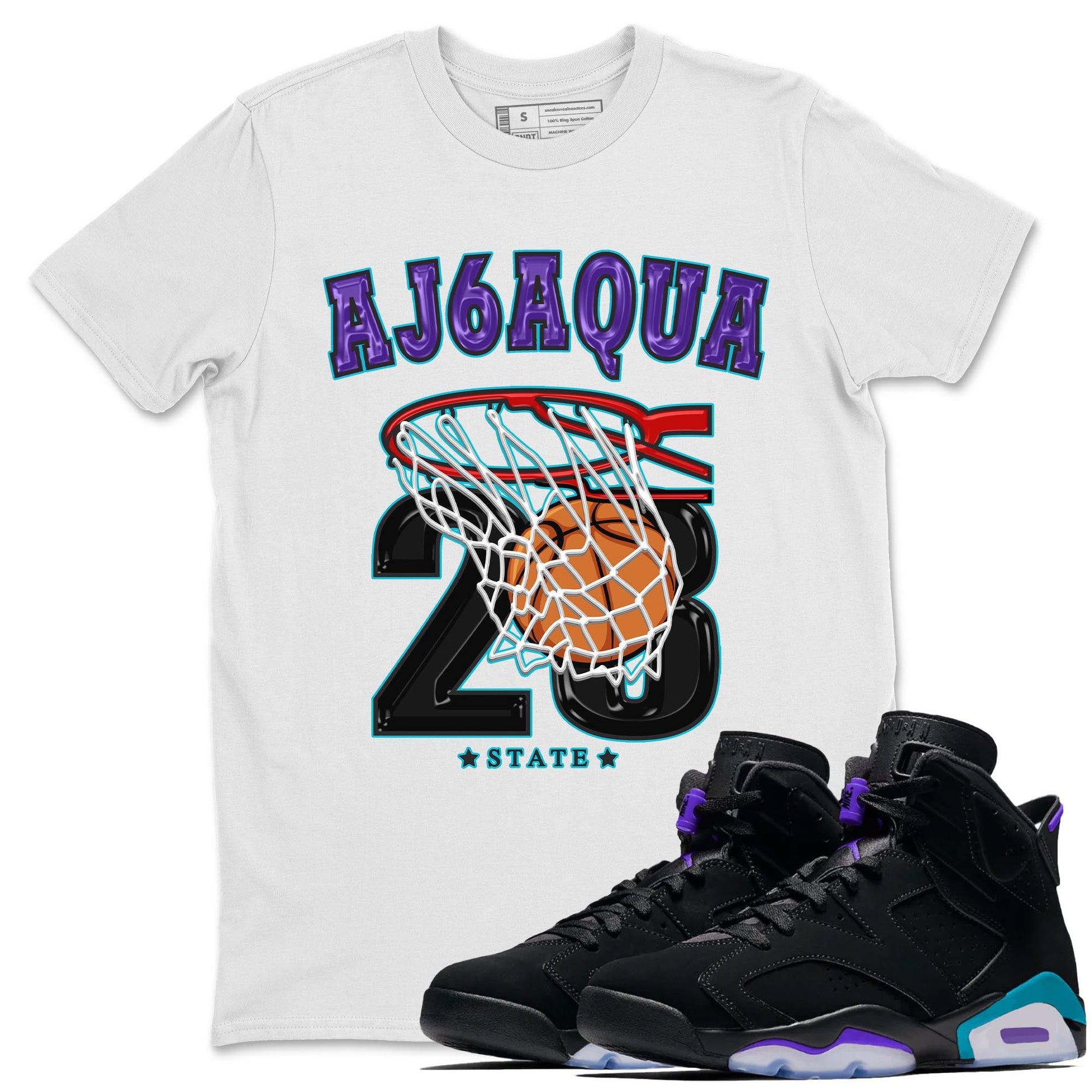 AJ6 Aqua shirt to match jordans Basketball sneaker release tees Air Jordan 6 Aqua SNRT Sneaker Tees Unisex Streetwear Clothing White 1 T-Shirt