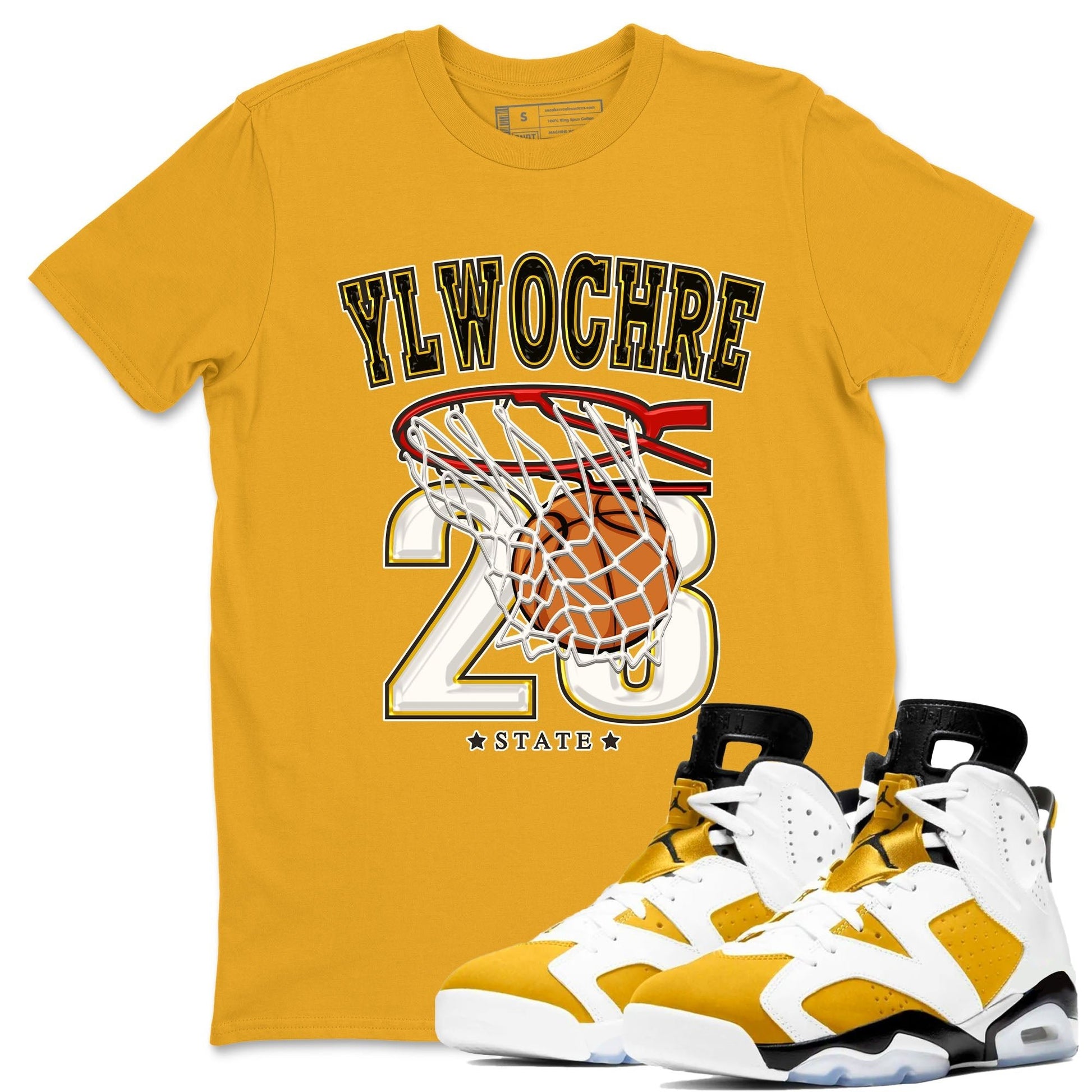 Basketball sneaker match tees to Yellow Ochre 6s street fashion brand for shirts to match Jordans SNRT Sneaker Tees Air Jordan 6 Yellow Ochre unisex t-shirt Gold 1 unisex shirt