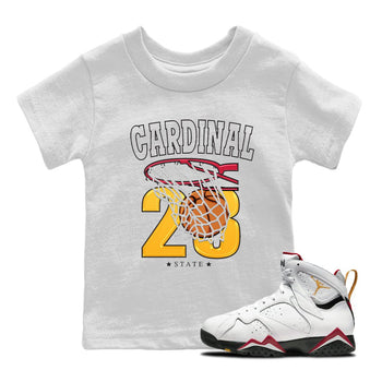 Jordan 7 Cardinal Sneaker Match Tees Basketball Sneaker Tees Jordan 7 Cardinal Sneaker Release Tees Kids Shirts