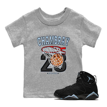 Air Jordan 7 Chambray shirt to match jordans Basketball sneaker tees AJ7 Chambray SNRT Sneaker Release Tees Baby Toddler Heather Grey 1 T-Shirt