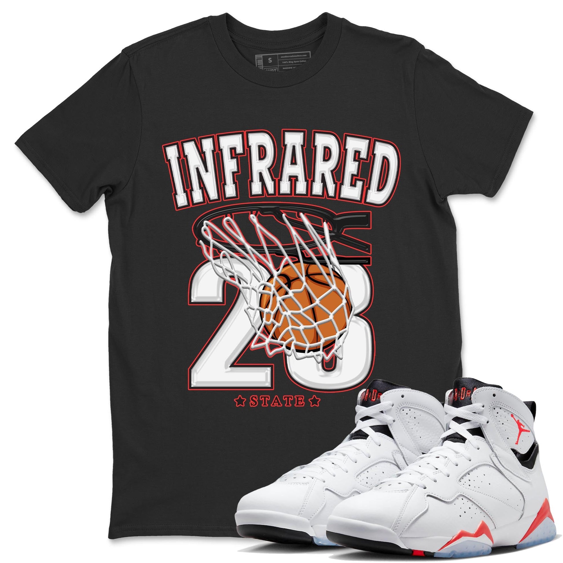Air Jordan 7 White Infrared shirt to match jordans Basketball sneaker tees White Infrared 7s SNRT Sneaker Release Tees Unisex Black 1 T-Shirt