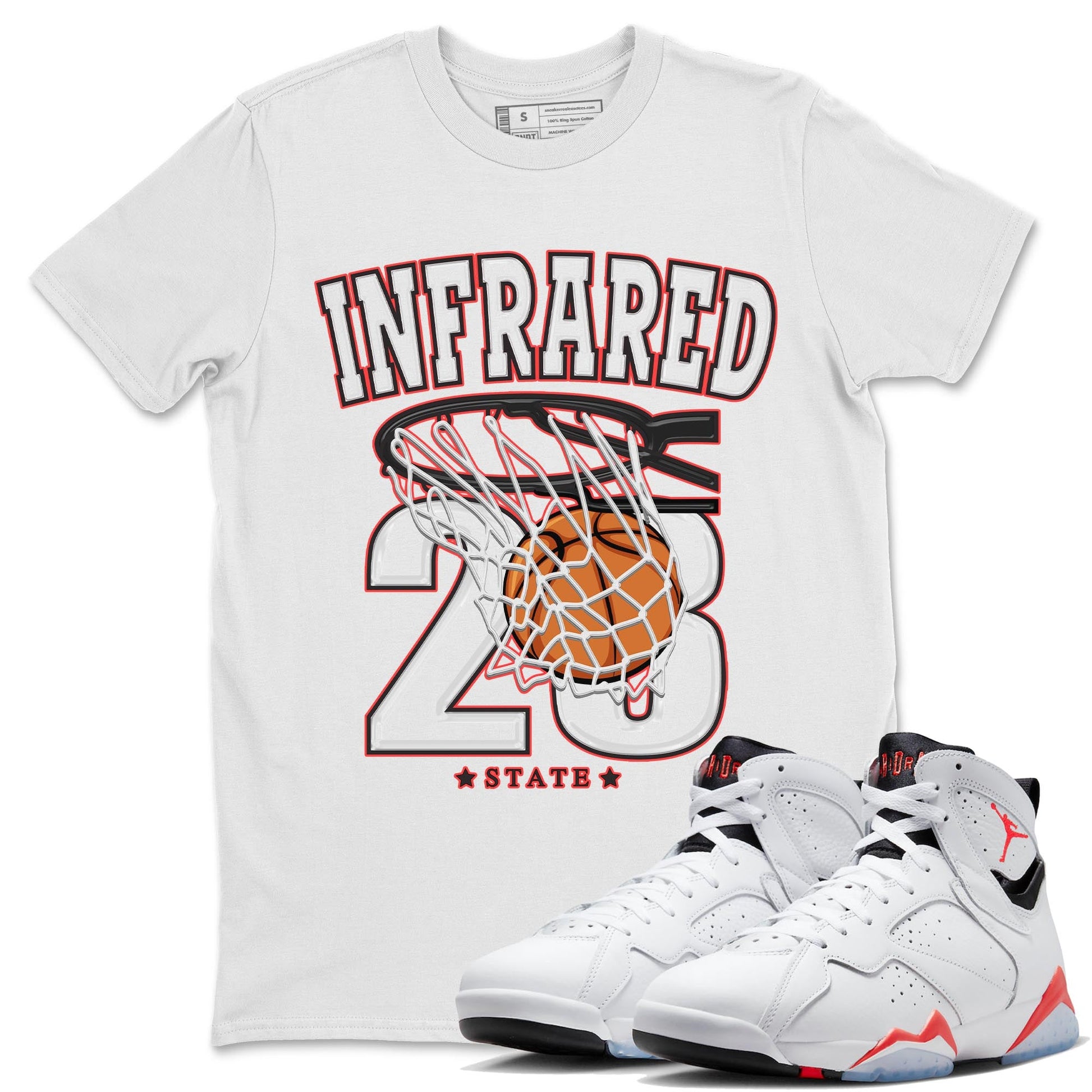 Air Jordan 7 White Infrared shirt to match jordans Basketball sneaker tees White Infrared 7s SNRT Sneaker Release Tees Unisex White 1 T-Shirt