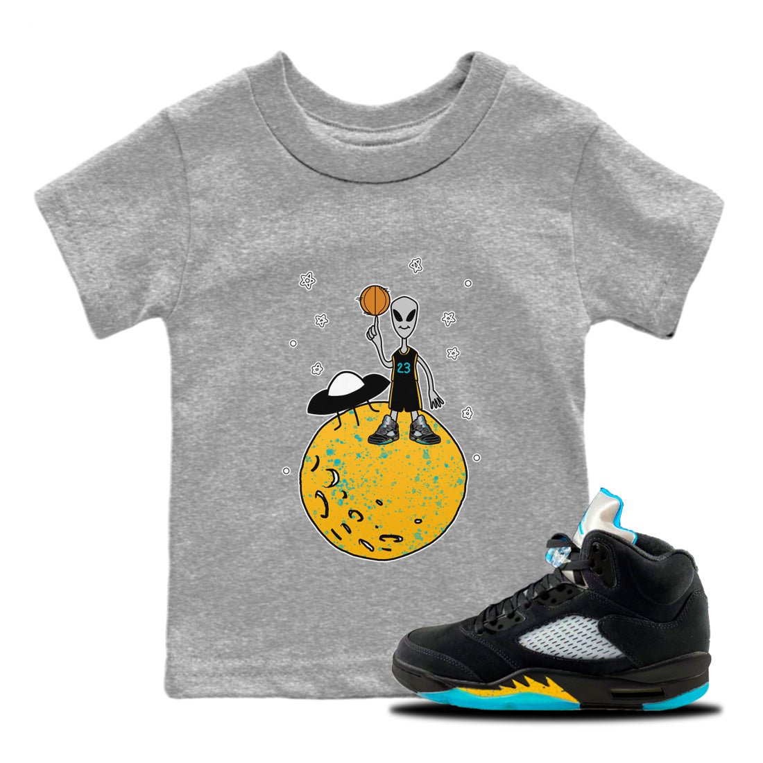 Jordan 5 Aqua Sneaker Match Tees Basketball Alien Sneaker Tees Jordan 5 Aqua Sneaker Release Tees Kids Shirts
