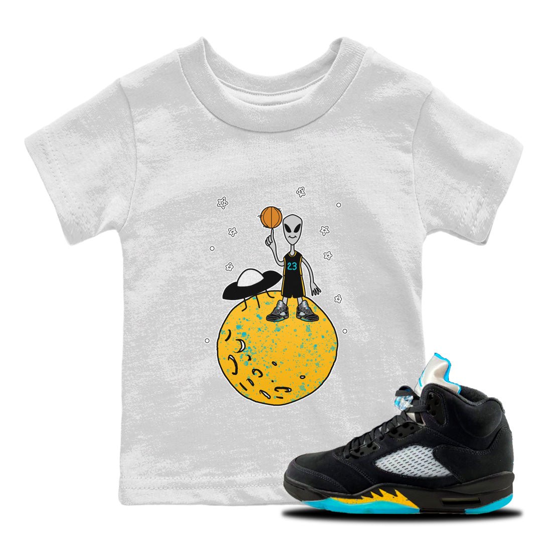 Jordan 5 Aqua Sneaker Match Tees Basketball Alien Sneaker Tees Jordan 5 Aqua Sneaker Release Tees Kids Shirts