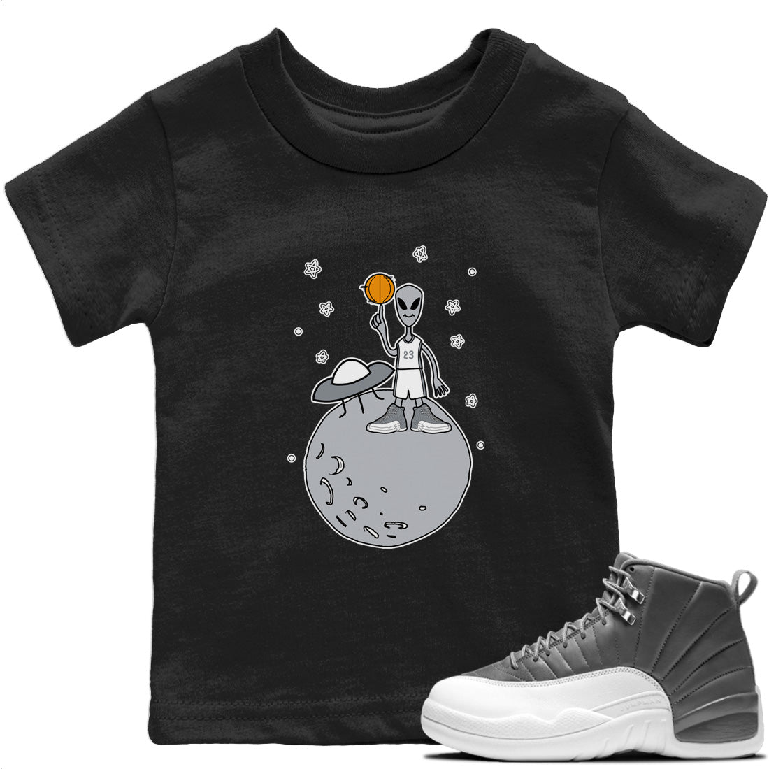 Jordan 12 Stealth Sneaker Match Tees Basketball Alien Sneaker Tees Jordan 12 Stealth Sneaker Release Tees Kids Shirts