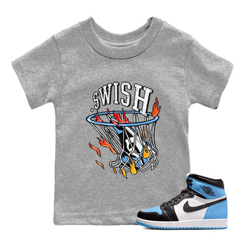 Air Jordan 1 Retro High OG UNC Toe Shirt to match Jordans Basketball Hoop Sneaker Tees Air Jordan 1 High OG UNC Toe Tees Kids and Baby Tees Heather Grey 1