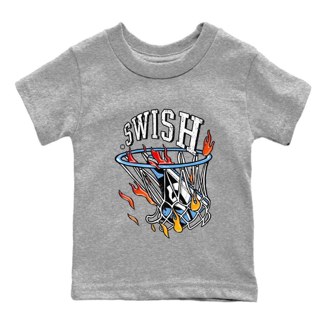 Air Jordan 1 Retro High OG UNC Toe Shirt to match Jordans Basketball Hoop Sneaker Tees Air Jordan 1 High OG UNC Toe Tees Kids and Baby Tees Heather Grey 2
