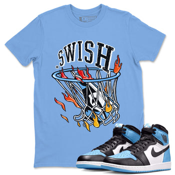 Air Jordan 1 Retro High OG UNC Toe Shirt to match Jordans Basketball Hoop Sneaker Tees Air Jordan 1 High OG UNC Toe Tees Crew Neck T-Shirts Carolina Blue 1