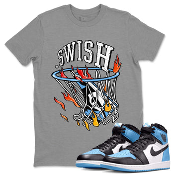 Air Jordan 1 Retro High OG UNC Toe Shirt to match Jordans Basketball Hoop Sneaker Tees Air Jordan 1 High OG UNC Toe Tees Crew Neck T-Shirts Heather Grey 1