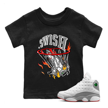 Air Jordan 13 Wolf Grey Sneaker Match Tees Basketball Hoop Sneaker Tees Air Jordan 13 Retro Wolf Grey T-Shirt Kids Shirts Black 1