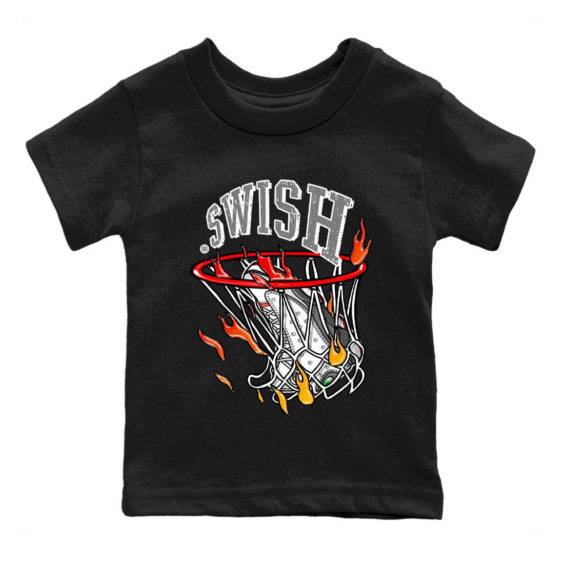 Air Jordan 13 Wolf Grey Sneaker Match Tees Basketball Hoop Sneaker Tees Air Jordan 13 Retro Wolf Grey T-Shirt Kids Shirts Black 2