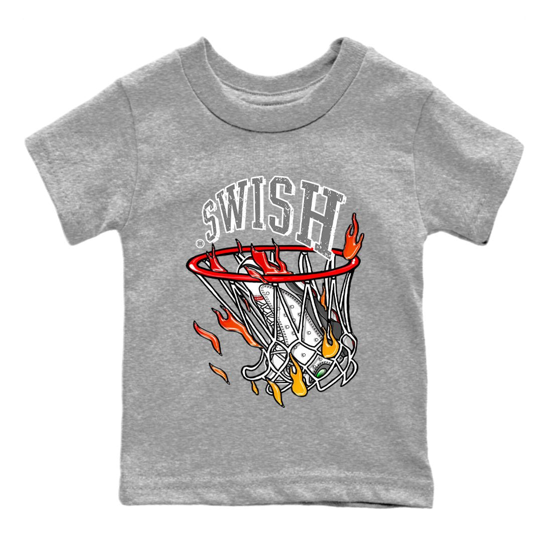 Air Jordan 13 Wolf Grey Sneaker Match Tees Basketball Hoop Sneaker Tees Air Jordan 13 Retro Wolf Grey T-Shirt Kids Shirts Heather Grey 2