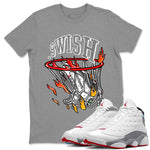 Air Jordan 13 Wolf Grey Sneaker Match Tees Basketball Hoop Sneaker Tees Air Jordan 13 Retro Wolf Grey T-Shirt Unisex Shirts Heather Grey 1