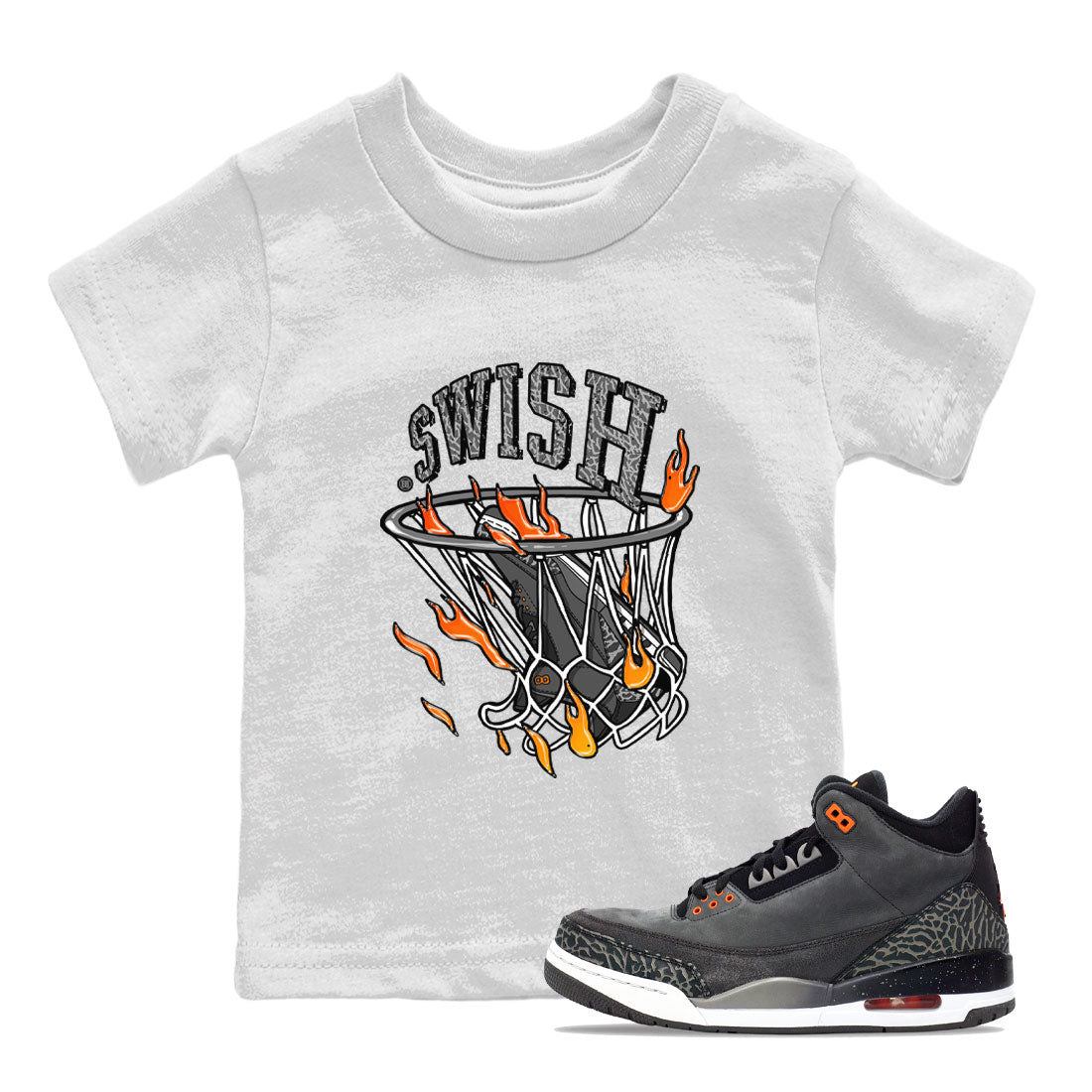 Air Jordan 3 Retro Fear shirt to match jordans Basketball Hoop sneaker tees Air Jordan 3 Fear SNRT Sneaker Release Tees Baby Toddler White 1 T-Shirt