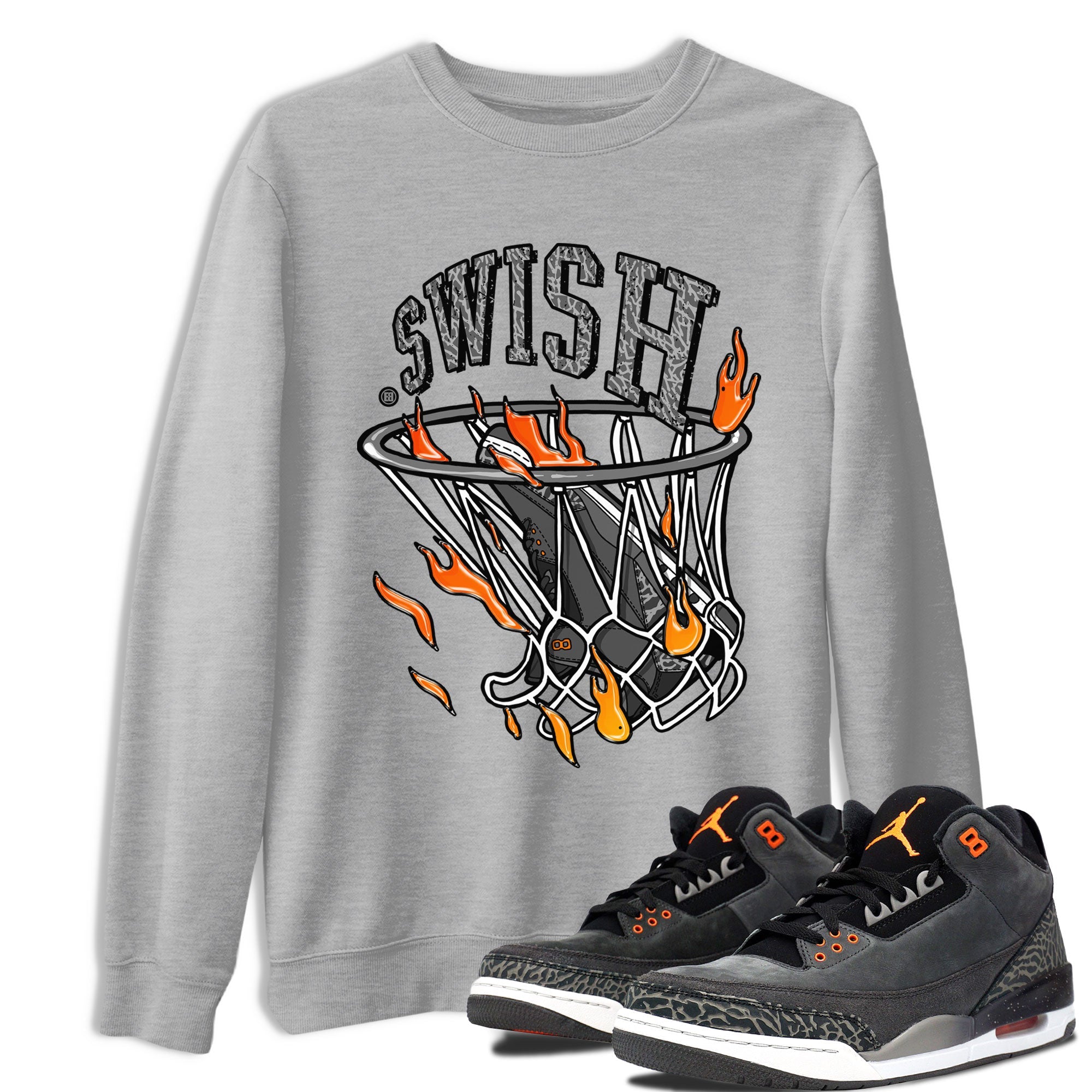 Air Jordan 3 Retro Fear shirt to match jordans Basketball Hoop sneaker tees Air Jordan 3 Fear SNRT Sneaker Release Tees Unisex Heather Grey 1 T-Shirt