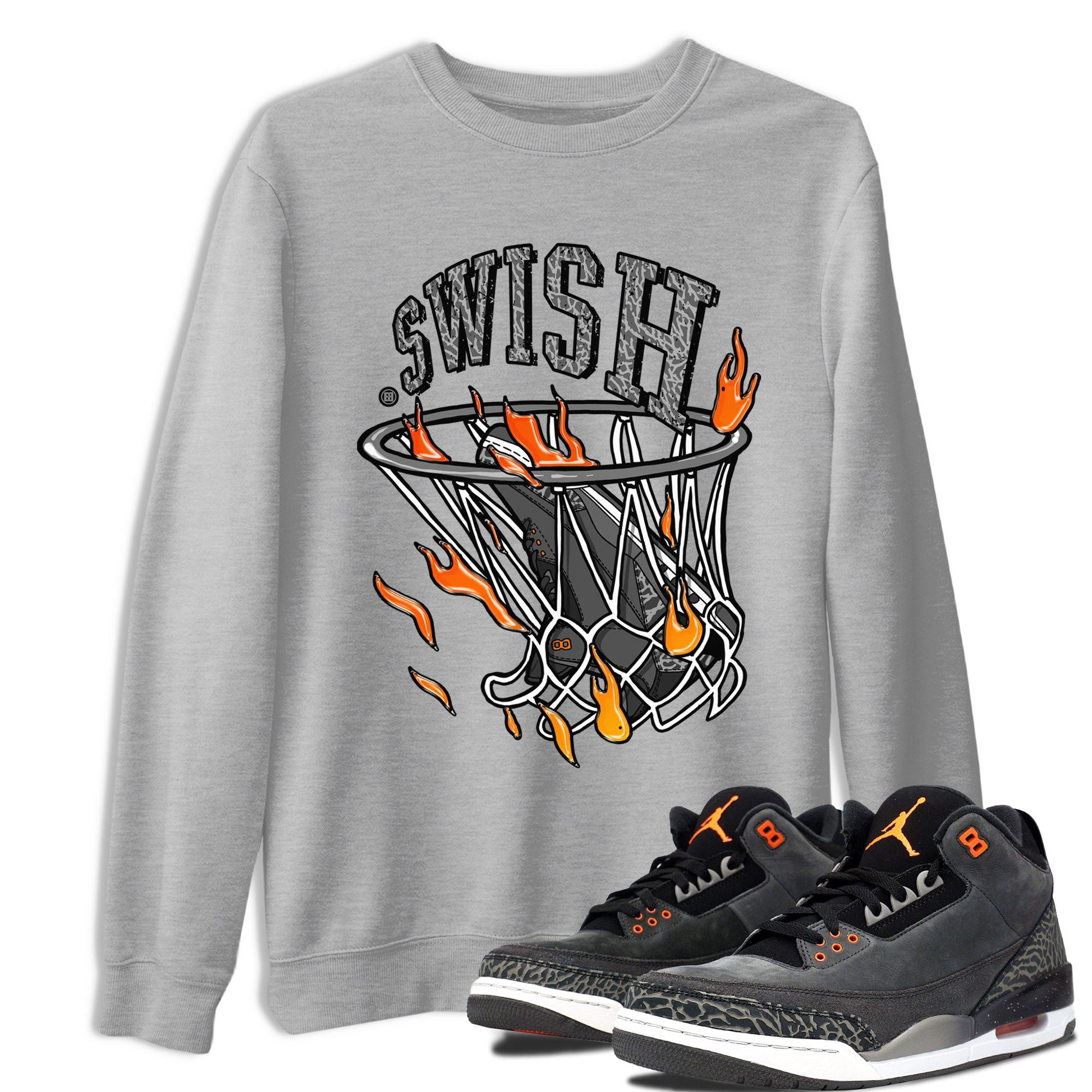 Air Jordan 3 Retro Fear shirt to match jordans Basketball Hoop sneaker tees Air Jordan 3 Fear SNRT Sneaker Release Tees Unisex Heather Grey 1 T-Shirt