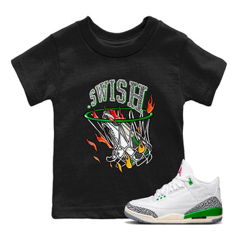 Air Jordan 3 Lucky Green Sneaker Match Tees Basketball Hoop Sneaker Tees 3s Lucky Green Tees Kids Shirts Black 1