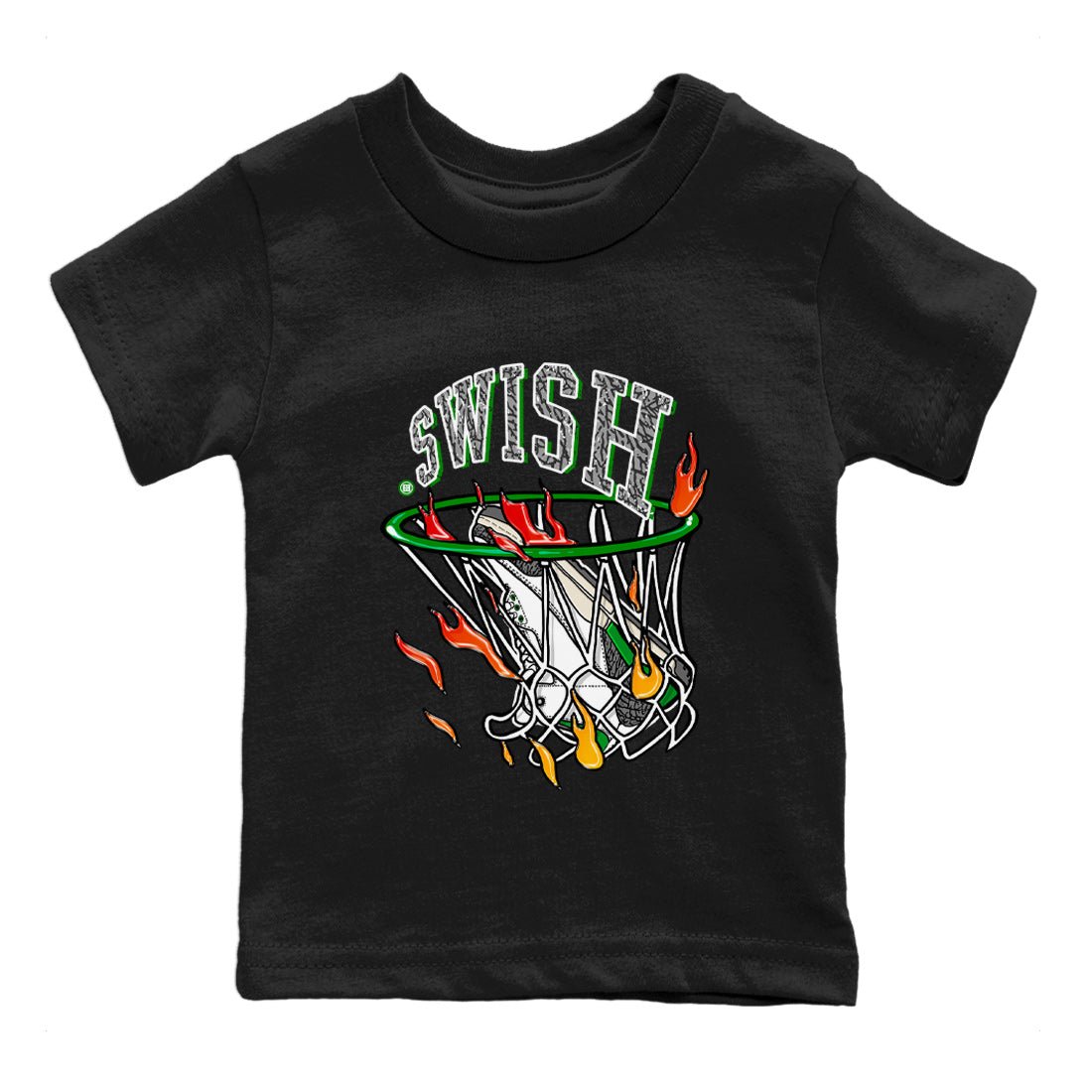 Air Jordan 3 Lucky Green Sneaker Match Tees Basketball Hoop Sneaker Tees 3s Lucky Green Tees Kids Shirts Black 2
