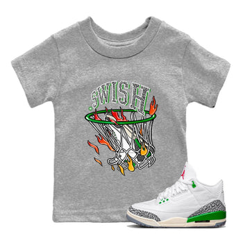 Air Jordan 3 Lucky Green Sneaker Match Tees Basketball Hoop Sneaker Tees 3s Lucky Green Tees Kids Shirts Heather Grey 1