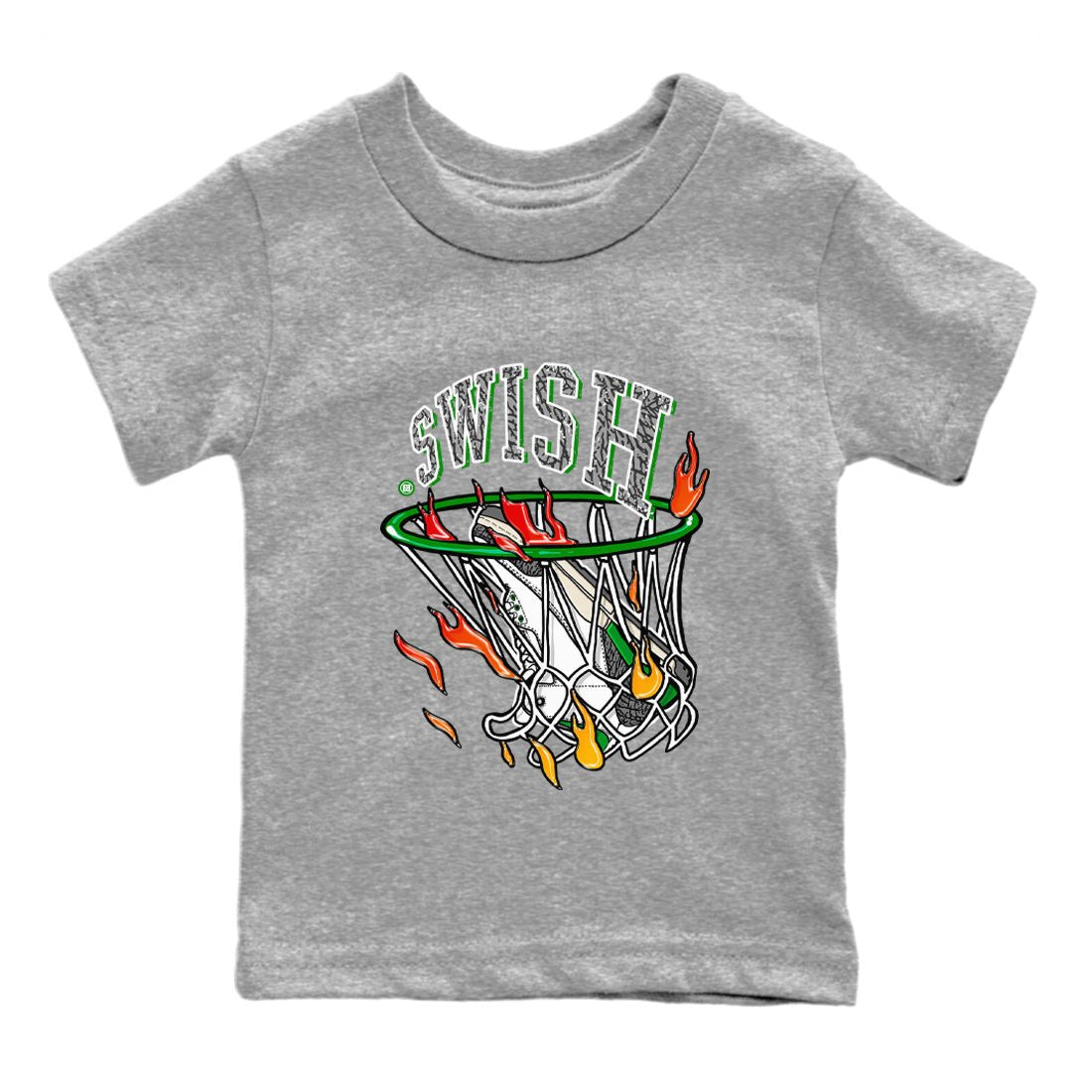 Air Jordan 3 Lucky Green Sneaker Match Tees Basketball Hoop Sneaker Tees 3s Lucky Green Tees Kids Shirts Heather Grey 2