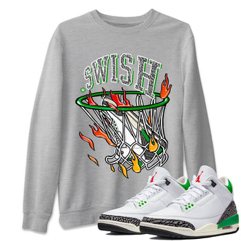 Air Jordan 3 Lucky Green Sneaker Match Tees Basketball Hoop Sneaker Tees 3s Lucky Green Tees Unisex Shirts Heather Grey 1