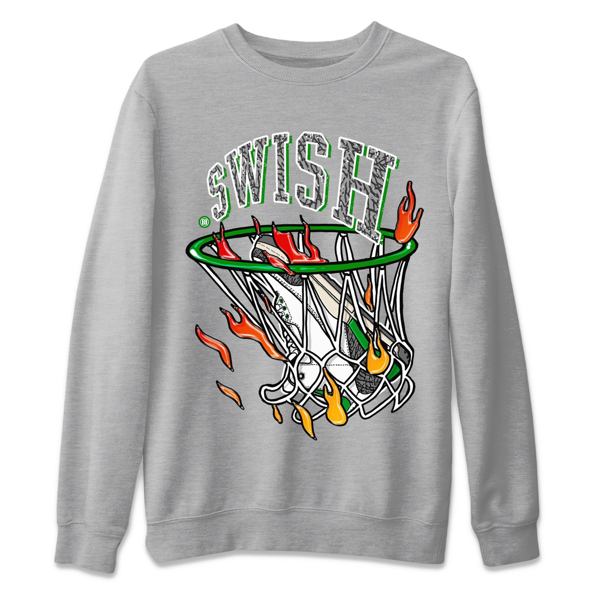 Air Jordan 3 Lucky Green Sneaker Match Tees Basketball Hoop Sneaker Tees 3s Lucky Green Tees Unisex Shirts Heather Grey 2
