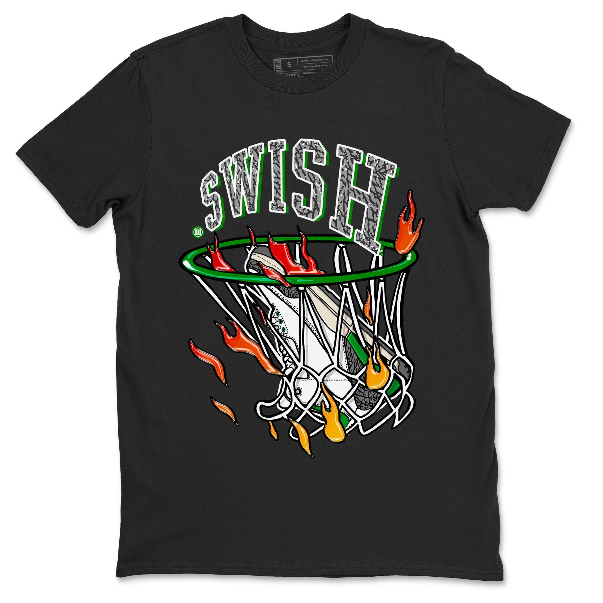Air Jordan 3 Lucky Green Sneaker Match Tees Basketball Hoop Sneaker Tees 3s Lucky Green Tees Unisex Shirts Black 2