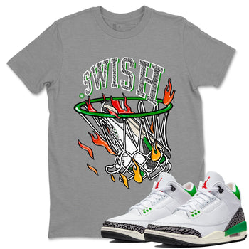 Air Jordan 3 Lucky Green Sneaker Match Tees Basketball Hoop Sneaker Tees 3s Lucky Green Tees Unisex Shirts Heather Grey 1