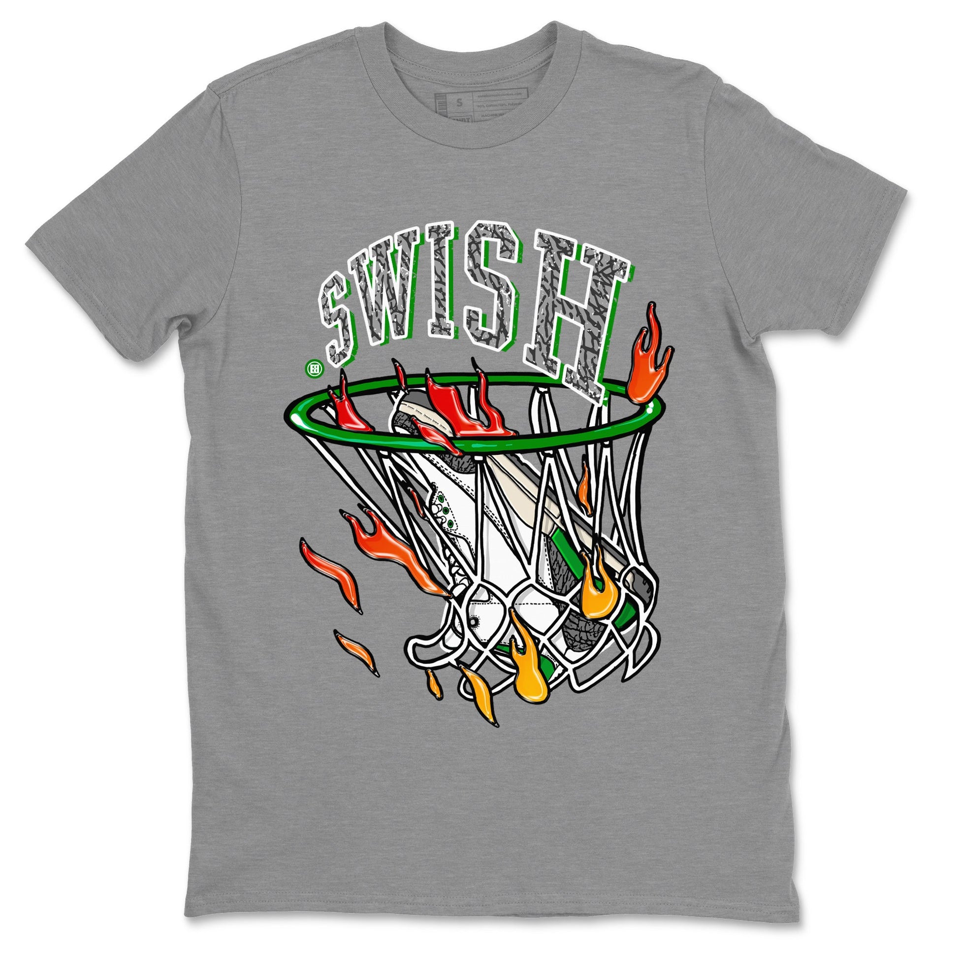 Air Jordan 3 Lucky Green Sneaker Match Tees Basketball Hoop Sneaker Tees 3s Lucky Green Tees Unisex Shirts Heather Grey 2
