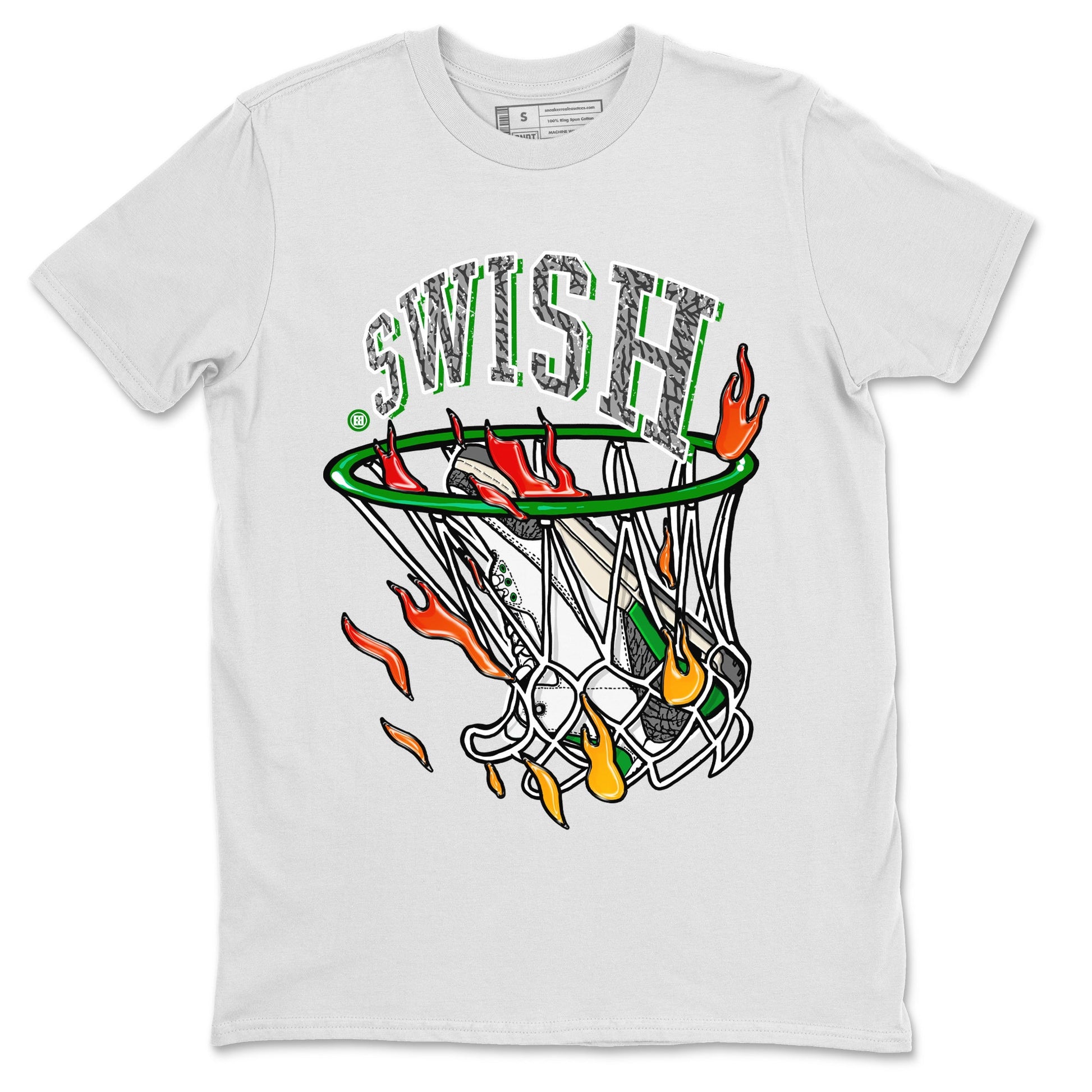Air Jordan 3 Lucky Green Sneaker Match Tees Basketball Hoop Sneaker Tees 3s Lucky Green Tees Unisex Shirts White 2