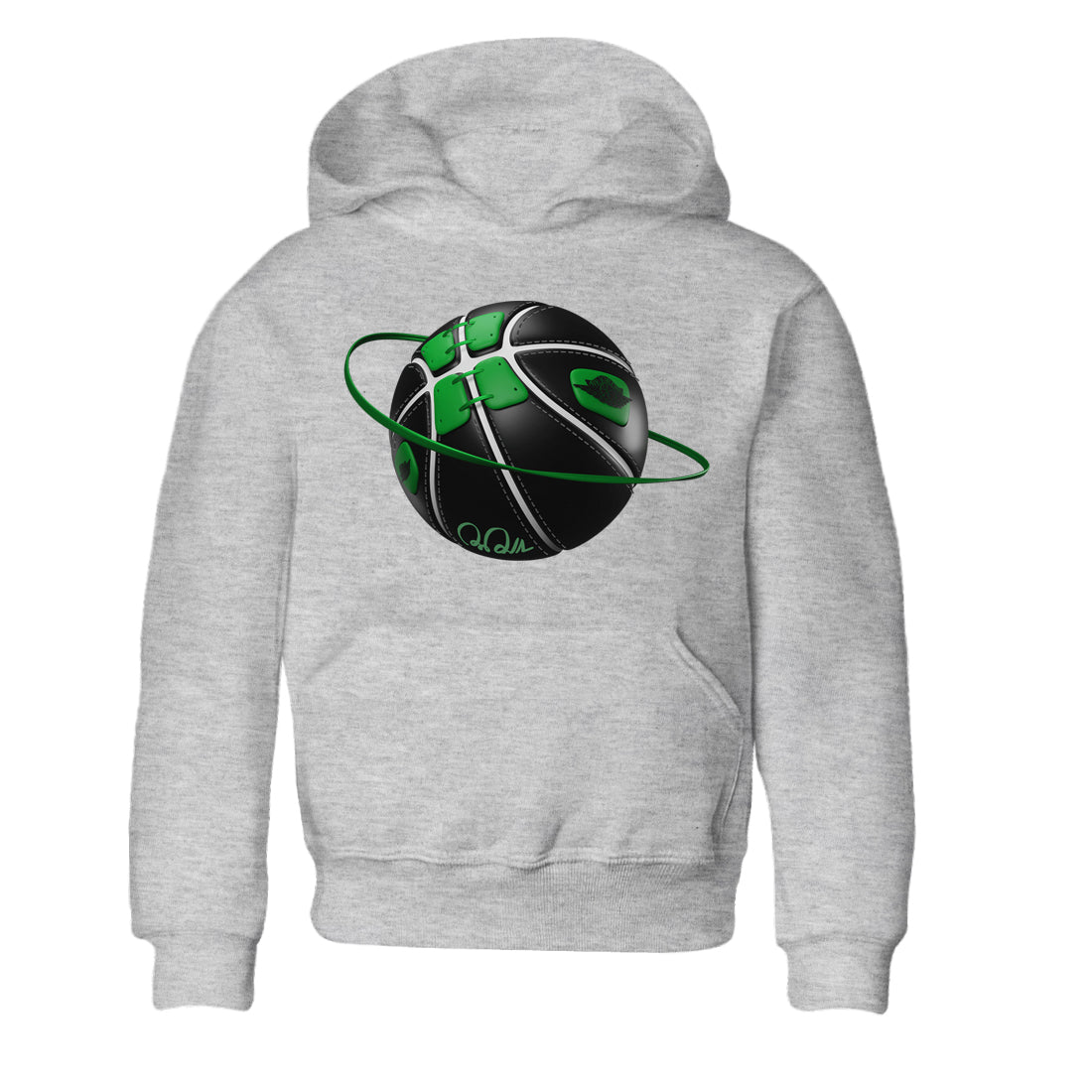 Air Jordan 1 Celtics Sneaker Match Tees Basketball Planet Sneaker Tees AJ1 High OG Lucky Green Sneaker Release Tees Kids Shirts Heather Grey 2